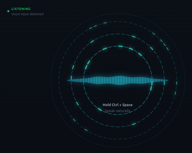 BetterFingers listening waveform with live capture status